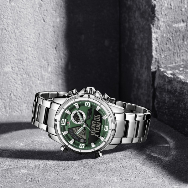 Imagen de RELOJ NAVIFORCE - PLATEADO CON CARATULA VERDE